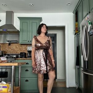 Free People Rose gold sequin dress